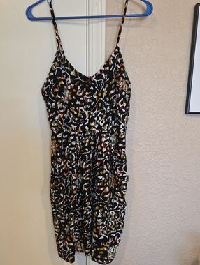 Mossimo Supply Co. Black Multi-Print Spaghetti-Strap Mini Dress